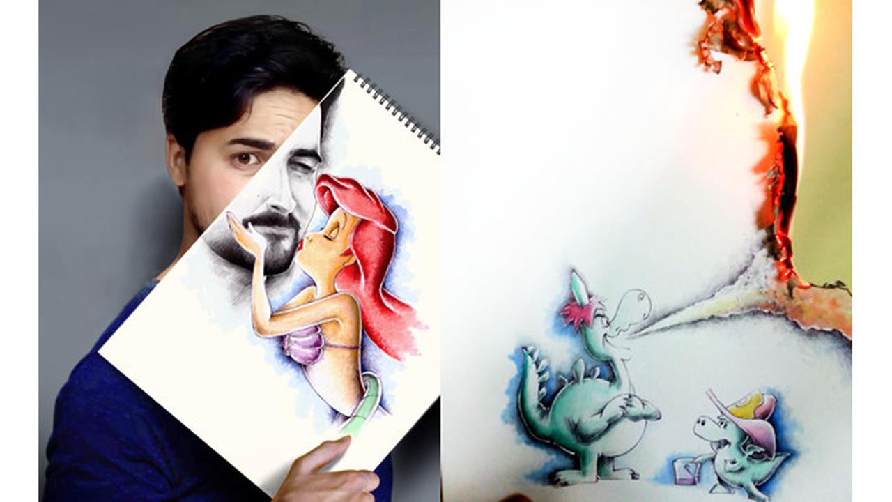 Pria Ini Kombinasikan Gambarnya Dengan Dunia Nyata