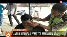 Seorang pemotor jatuh dan terluka setelah ditabrak seorang pengendara motor yang tengah memutar arah untuk menghindari Operasi Zebra