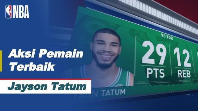 Berita video beragam aksi terbaik dari bintang Boston Celtics, Jayson Tatum, saat timnya menaklukkan Toronto Raptors 92-87 pada gim terakhir semifinal wilayah timur NBA 2019/2020, Sabtu (12/9/2020) pagi hari WIB.