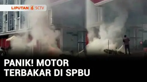 VIDEO: Detik-Detik Motor Terbakar saat Antre Isi BBM di SPBU Tanjung Pinang