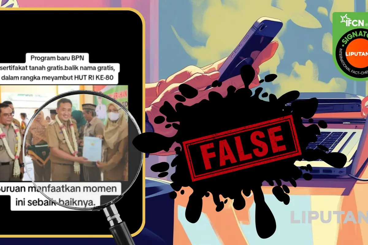 Tangkapan layar klaim link pendaftaran serfikat tanah dan balik nama gratis.