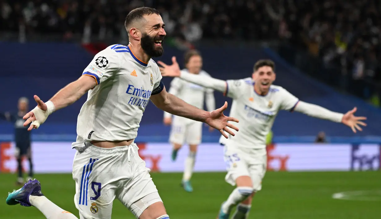 Hasil ini juga sekaligus membawa Real Madrid ke perempat final, menyusul Liverpool, Bayern Munchen, dan Manchester City. (AFP/Gabriel Bouys)