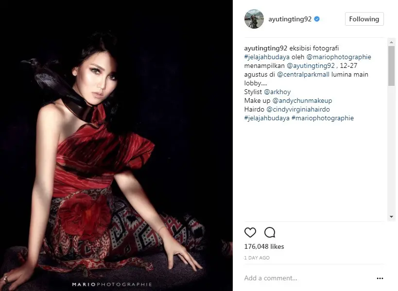 Ayu Ting Ting menjadi model untuk mengangkat budaya Indonesia (Foto: Instagram)