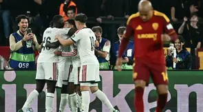 Selebrasi pemain Real Madrid saat mempermalukan Roma di Liga Champions (AFP)
