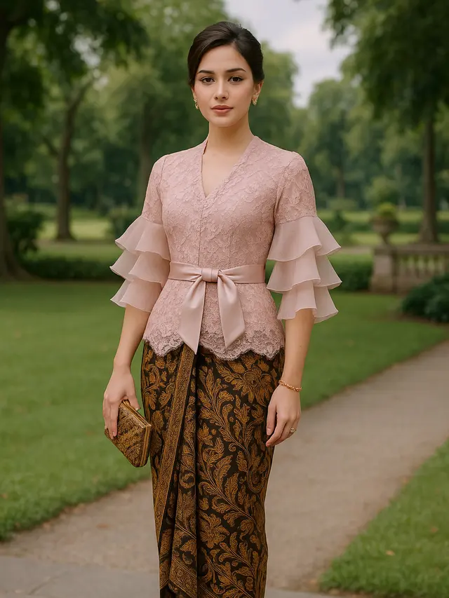 7 Ide Padu Padan Batik Brokat Kombinasi Lengan Tiga Lapis Agar Terlihat Mewah, Elegan dan Tidak Membosankan