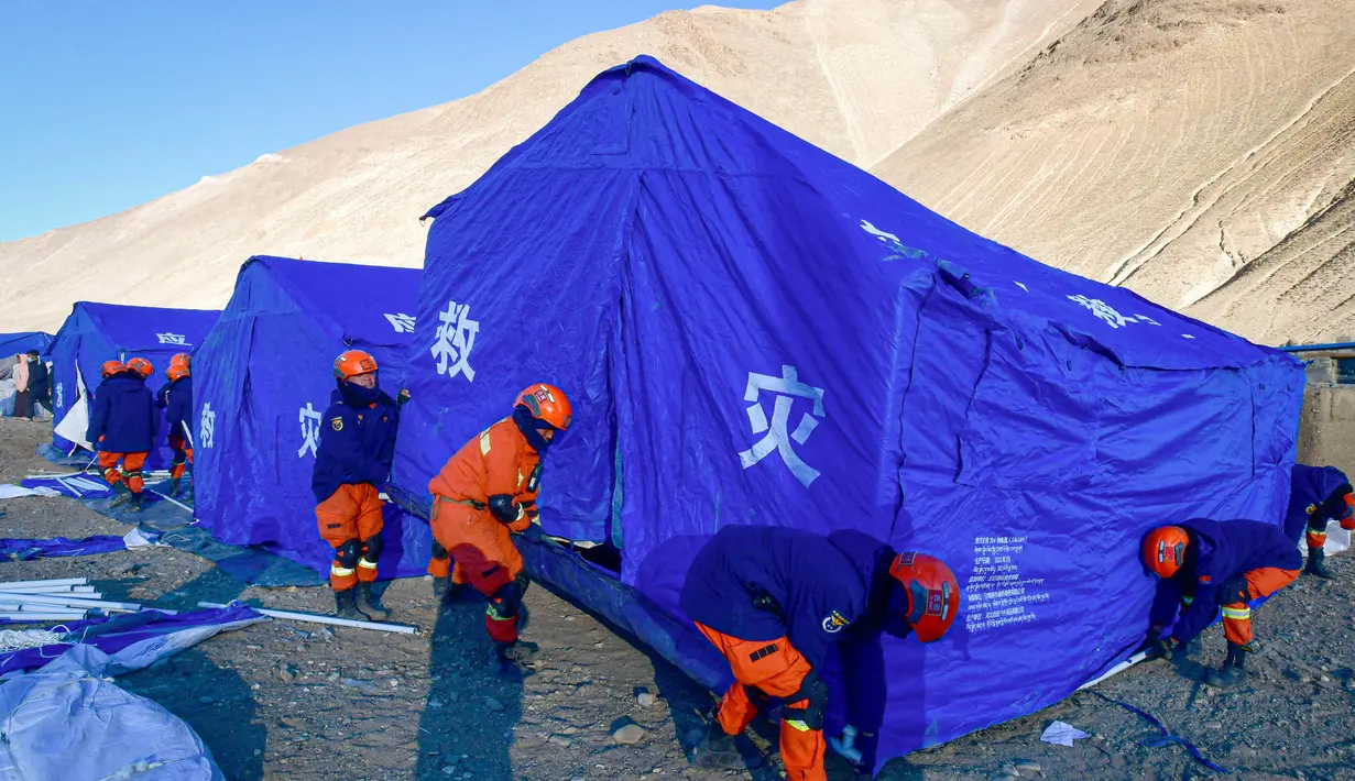 Sebelumnya, gempa bumi mengguncang wilayah pegunungan Tibet di China pada Selasa (7/1/2025) sekitar pukul 09.00 waktu setempat. (CNS/AFP/China OUT)