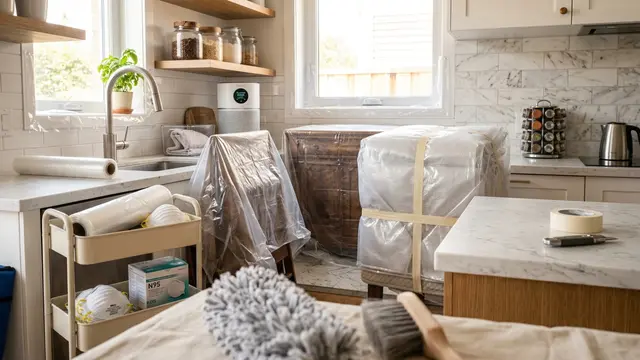 Tutup Furnitur dengan Plastik yang Tepat (AI Generated)