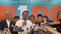 Calon Gubernur (Cagub) Jakarta nomor urut 1 Ridwan Kamil (RK) di Hotel Sultan, Jakarta Pusat, Rabu (27/11/2024).