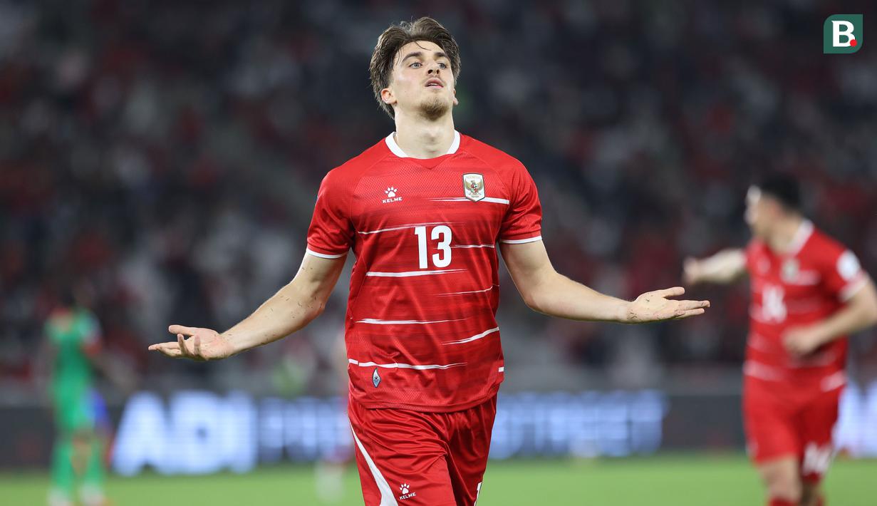 Pemain Timnas Indonesia, Mauro Zijlstra melakukan selebrasi setelah mencetak gol keempat ke gawang St Kitts and Nevis dalam laga FIFA Series 2026 di Stadion Utama Gelora Bung Karno (SUGBK), Senayan, Jakarta, Jumat (27/03/2026). (Bola.com/M Iqbal Ichsan)