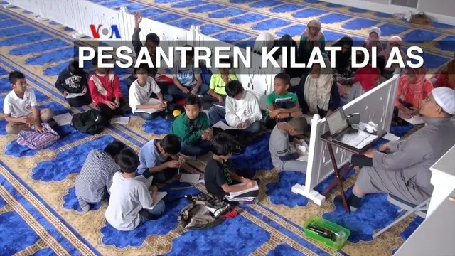 Belasan anak di bawah usia 13 tahun ini mendapat siraman rohani, belajar soal akidah atau keimanan, membaca Quran dan tata cara beribadah, di masjid IMAAM Center, kota Silver Spring negara bagian Maryland, Amerika Serikat