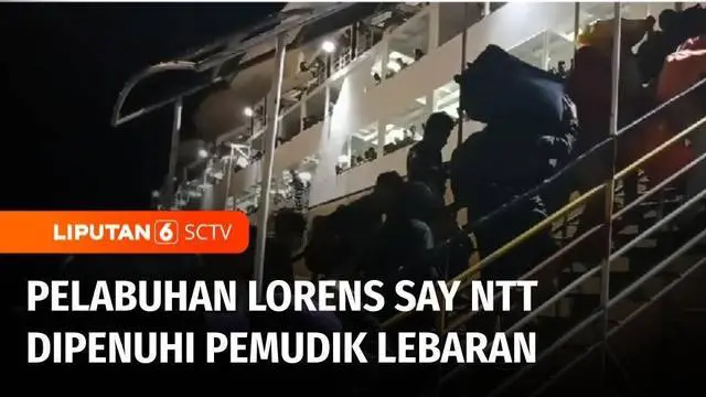 Meski lebaran masih sebulan lagi, penumpang kapal sudah membludak di pelabuhan Lorens Say, Maumere, Kabupaten Sikka, Nusa Tenggara Timur, pada hari Minggu (26/3) para penumpang memilih mudik lebih awal untuk menghindari kepadatan.