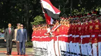 Presiden Mesir Abdel Fattah El-Sisi menginjakkan kakinya di Istana Merdeka, Kompleks Istana Kepresidenan, Jakarta.