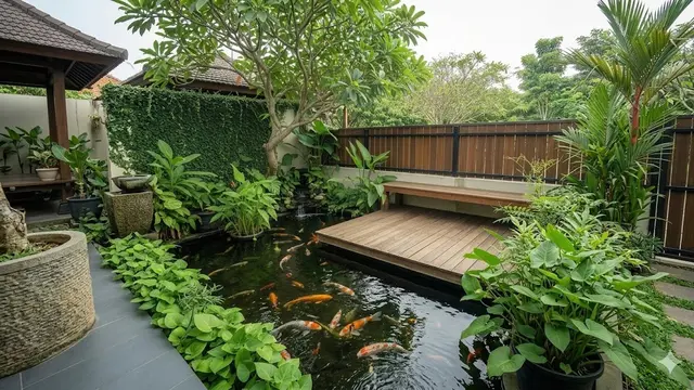 Desain Kolam Ikan Menempel Pagar/Gemini AI