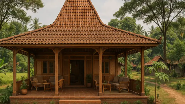 Gambar Rumah Sederhana di Desa Nuansa Jadul/Ilustrasi gambar oleh AI
