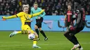 Duel Bundesliga antara Bayer Leverkusen vs Borussia Dortmund harus berakhir tanpa adanya pemenang dengan skor 1-1. (AP Photo/Martin Meissner)