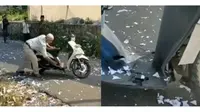 Nyalakan petasan di atas motor (Instagram/@terangmedia)