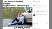 Berbagai hal bisa dijadikan Meme menarik, tidak terkecuali yang berkaitan dengan otomotif. (Instagram @meme_mobil)