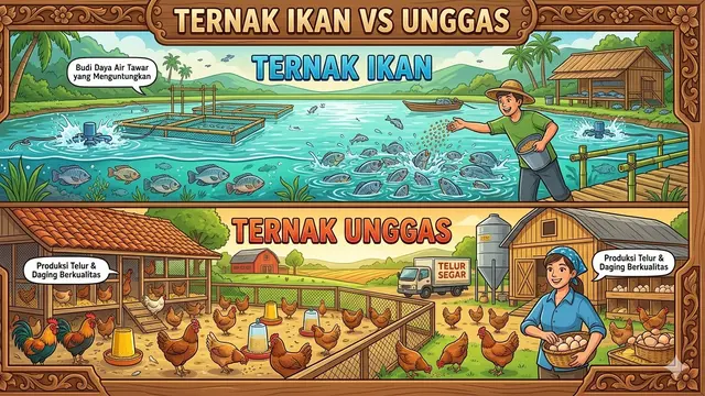 Ternak Ikan vs Unggas Mana Lebih Cocok untuk Usaha Kecil. Gemini