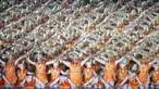 Tarian Saman saat pembukaan Asian Games di SUGBK, Jakarta, Sabtu, (18/8/2018). (Bola.com/Vitalis Yogi Trisna)