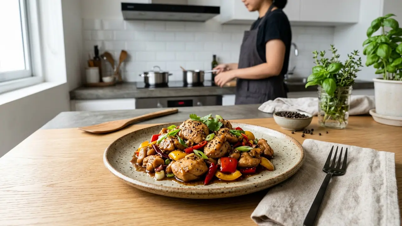 Ayam Lada Hitam Sederhana Tanpa Saus Instan (AI Generated)