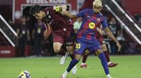 Barcelona meraih kemenangan 3-1 atas Vissel Kobe pada laga pramusim di Noevir Stadium Kobe, Jepang, Minggu (27/7/2025) sore WIB. (STR / JIJI PRESS / AFP)