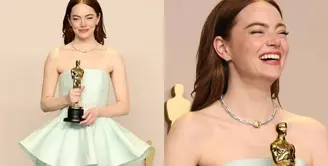 Lihat di sini beberapa potret detail gaun kemenangan Emma Stone yang sobek saat terima piala Best Actress di Oscar 2024.