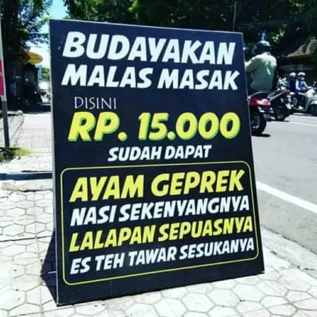 6 Tulisan Strategi Marketing 'Budayakan Malas Masak' Ini Bikin Tepuk Jidat