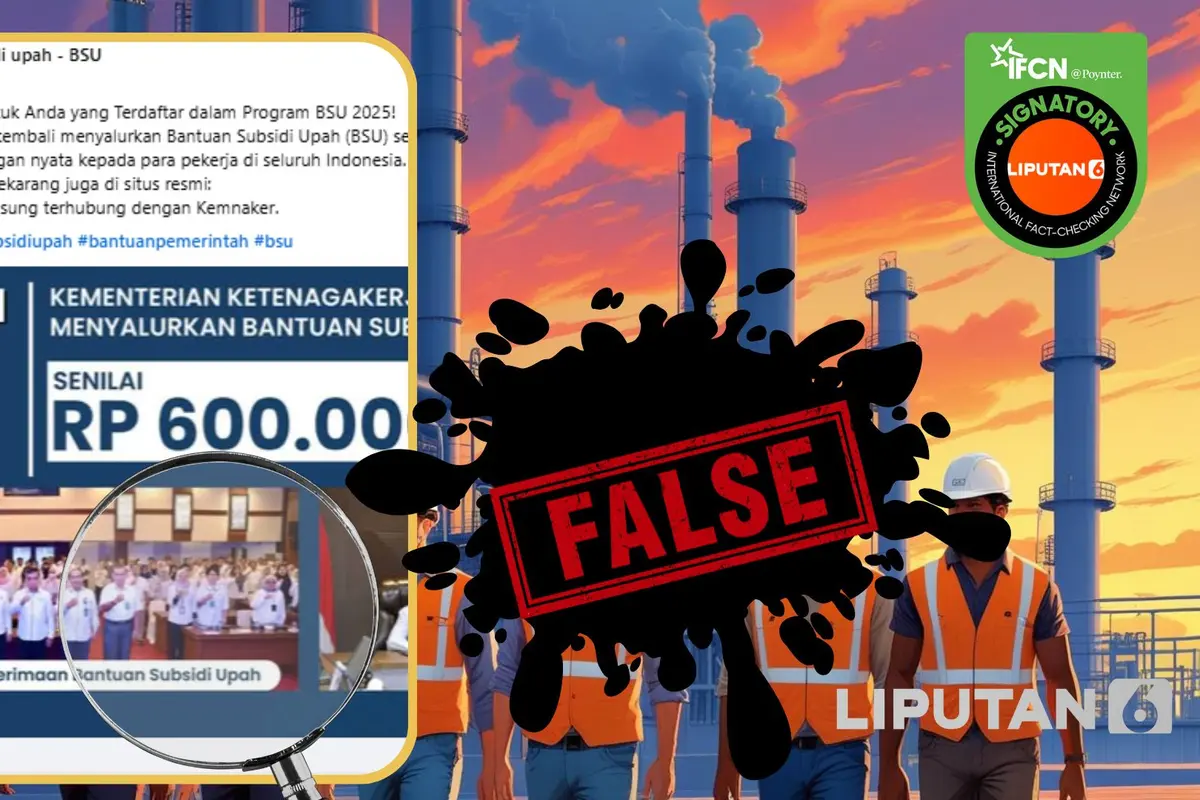 Tangkapan layar hoaks link situs resmi Kemnaker untuk cek status penerima BSU