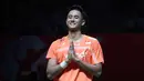 Pebulu tangkis tunggal putra Indonesia, Alwi Farhan, usai bertanding melawan Lakhsya Sen (India) pada babak 32 besar Indonesia Open 2026 di Istora Senayan, Jakarta, Selasa (2/6/2026). (Bola.com/M Iqbal Ichsan)