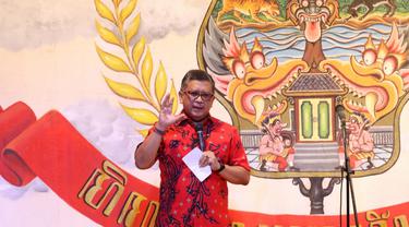 DPP PDI Perjuangan (PDIP) menggelar pertunjukan wayang orang dengan lakon Cupu Orang Bharata di Gedung Pertunjukan Wayang Orang Bharata Purwa, Senen, Jakarta Pusat, Sabtu (11/12/2021) malam.