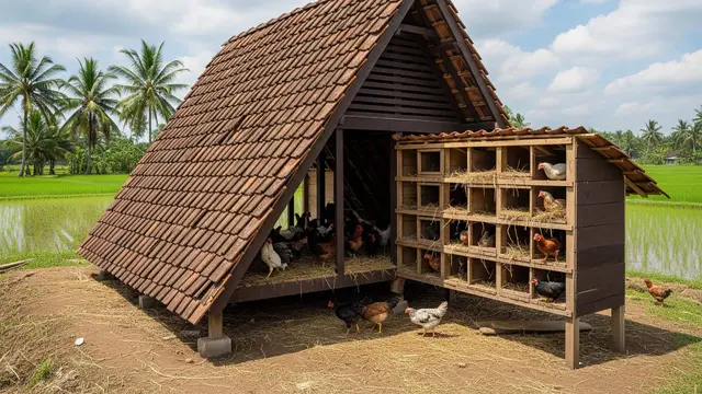 desain kandang ayam dengan zona khusus bertelur lebih nyaman