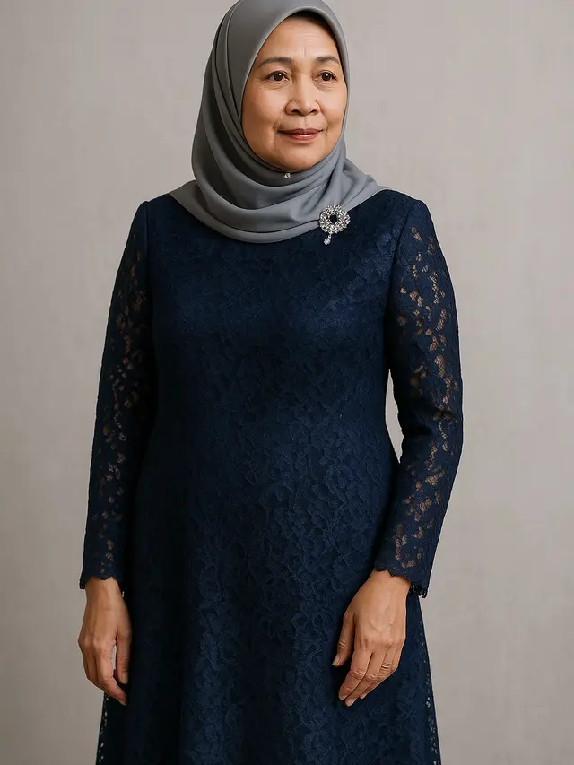 Gamis Brokat Warna Bold yang Tetap Classy untuk Ibu-ibu agar Tampak Lebih Muda (Image by ChatGPT)