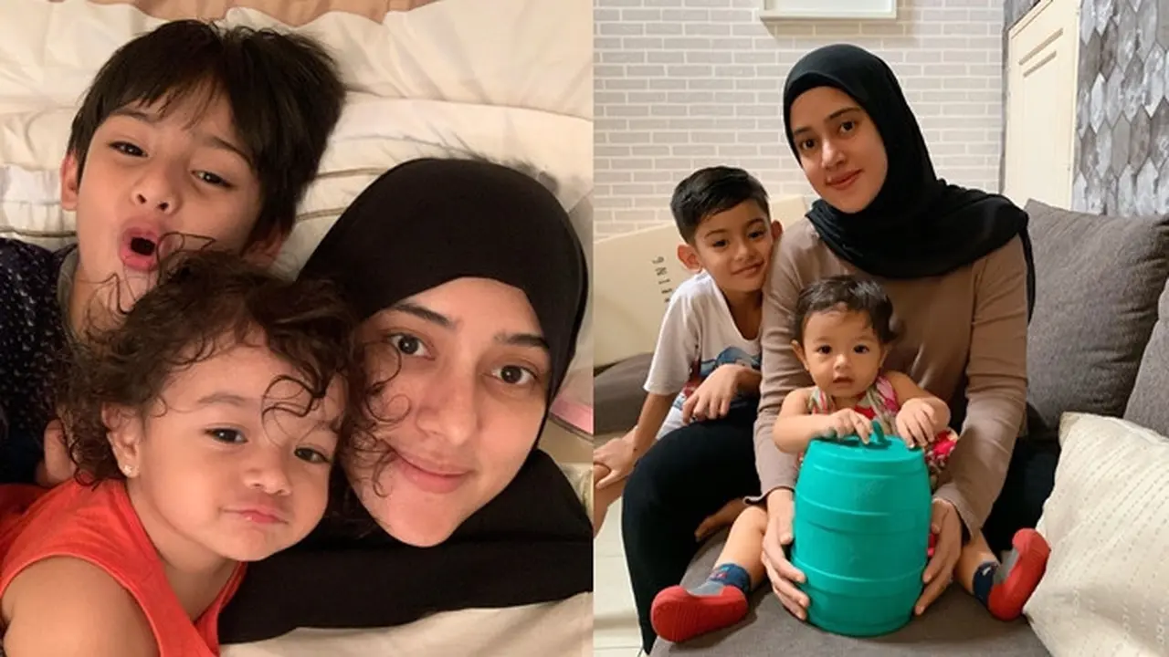 Hamil Anak Ketiga, Ini 6 Potret Fairuz A Rafiq saat Momong Dua Buah Hatinya