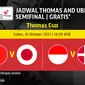 Jadwal semifinal Piala Thomas Jepang vs China