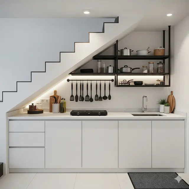 Inspirasi Dapur Bawah Tangga untuk Rumah Sempit 2 Lantai. Gemini