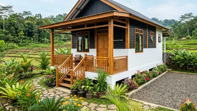 Desain Rumah Kecil Semi Kayu yang Hemat Biaya Namun Tetap Menawan