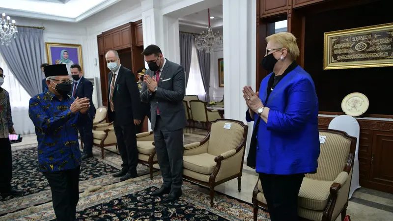 Wakil Presiden (Wapres) RI Ma’ruf Amin bertemu Menteri Luar Negeri Bosnia Herzegovina, Bisera Turkovic (BPMI, Setwapres)