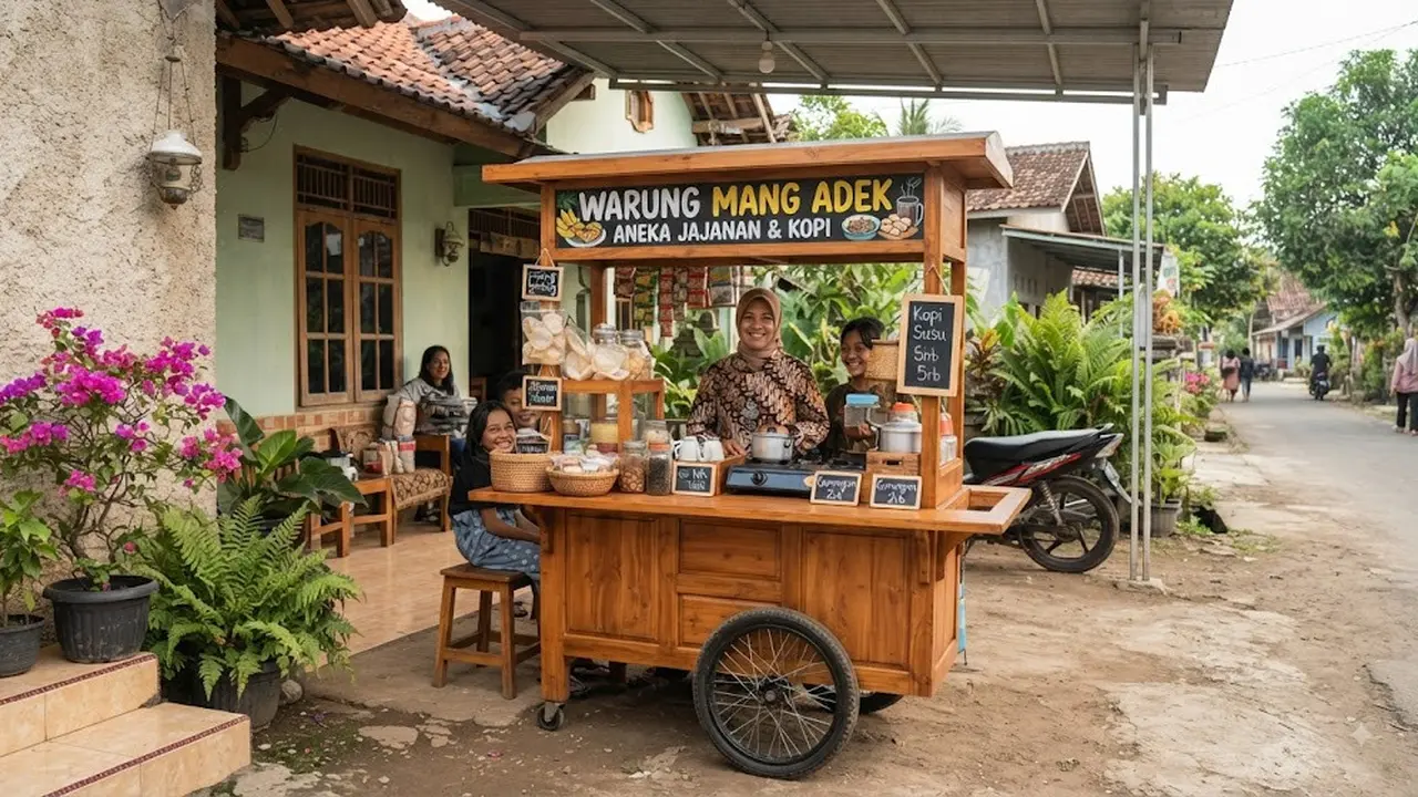 Desain gerobak kayu sederhana tapi bisa narik pelanggan