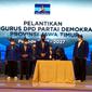 AHY melantik Emil Dardak sebagai ketua DPD Demokrat Jatim. (Dian Kurniawan/Liputan6.com).