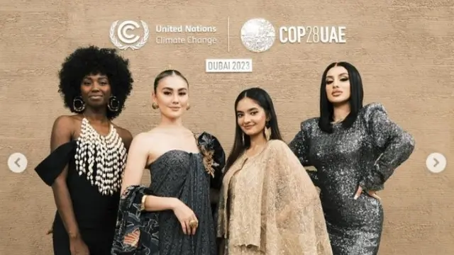 Agnez Mo Tampil Elegan dengan Gaun Batik di COP28 UAE Dubai .  foto: Instagram @agnezmo