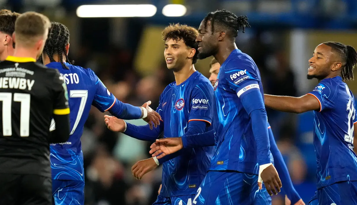 Kemenangan ini mengantar Chelsea melaju ke putaran keempat atau babak 16 besar Carabao Cup 2024/2025. (AP Photo/Kirsty Wigglesworth)