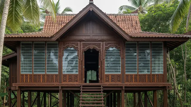 Rumah Panggung Tradisional dengan Jalusi Kaca Horisontal