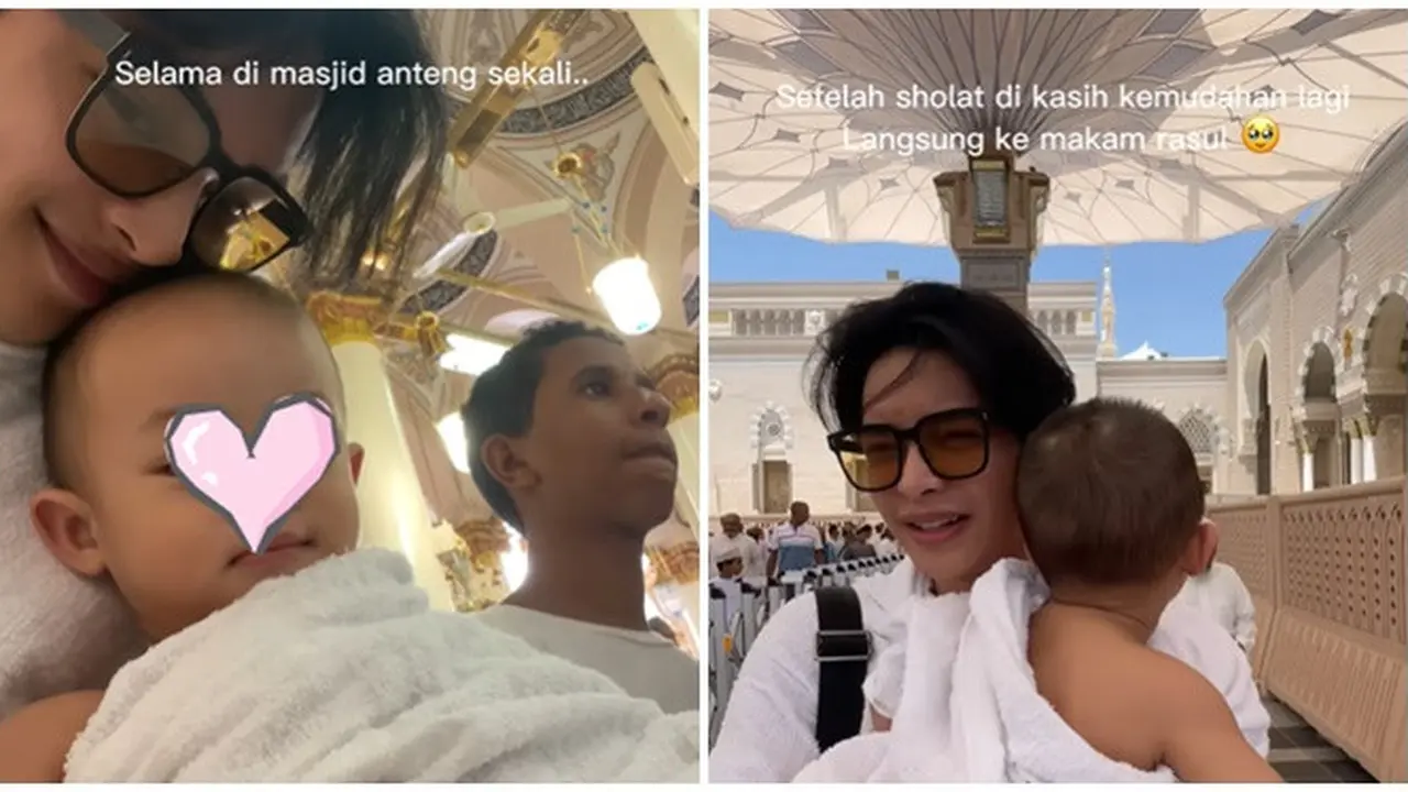 6 Momen Rey Mbayang Ajak Anak ke Makam Rasulullah SAW, Banjir Pujian