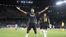 Gelandang Real Madrid&nbsp;Jude Bellingham merayakan golnya ke gawang Celta Vigo dalam pertandingan LALIGA di Stadion Balaidos, Sabtu, 26 Agustus 2023. Real Madrid menang 1-0. (MIGUEL RIOPA / AFP)