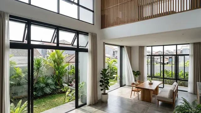 Rumah Minimalis dengan Jendela Besar Berseberangan