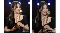 Piala Daesang Blue Dragon Series Awards 2023 Diraih Song Hye Kyo Lewat Drama Korea The Glory. Daesang yang Disabet Song Hye Kyo Adalah Kategori Baru di Ajang 'Blue Dragon Series Awards'