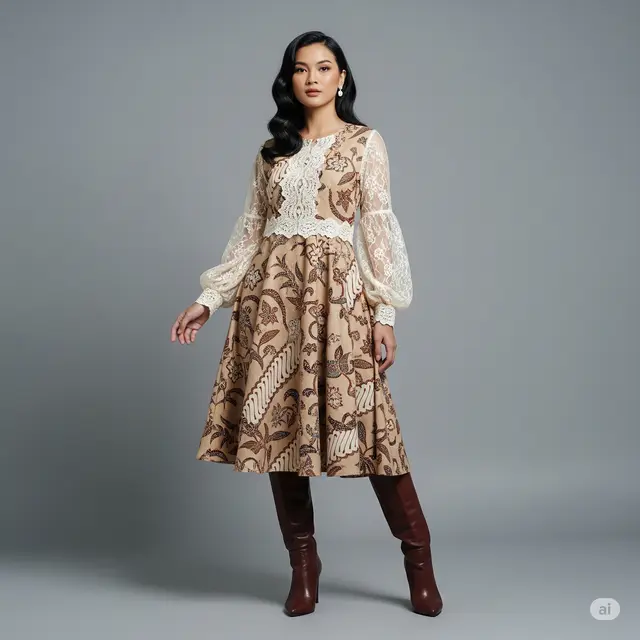 Model Batik Brokat Lengan Balon yang Memukau dan Elegan