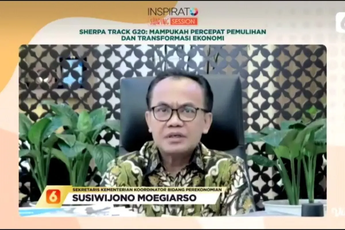 Sekretaris Menteri Koordinator bidang Perekonomian Susiwijono Moegiarso dalam Inspirato Sharing Session Liputan6.com bertajuk Sherpa Track G20: Mampukah Percepat Pemulihan dan Transformasi Ekonomi Indonesia, Jumat (28/10/2022).