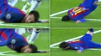 Penyerang Barcelona, Lionel Messi saat terjatuh di Camp Nou dalam laga kontra Juventus (Foto: Istimewa)