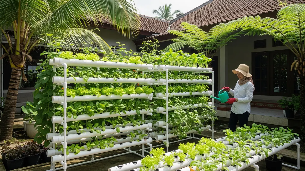 Model Hidroponik Rak Bertingkat Cocok Buat Ibu Rumah Tangga Produktif/Gemini AI